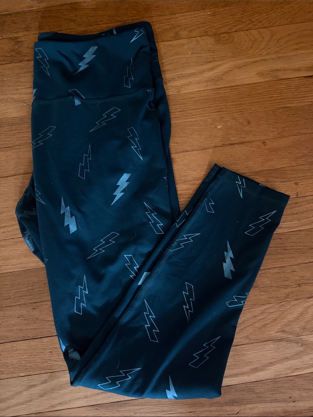 OLD NAVY women’s SZ XL dark teal & metallic blue Lightning Bolt Active Leggings